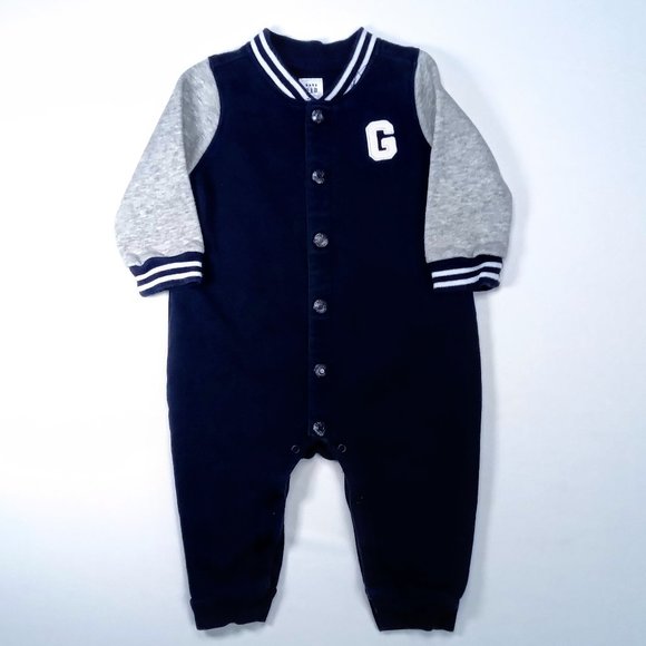 Baby Gap Navy And Gray Onesie Us 6-12M - Picture 1 of 4
